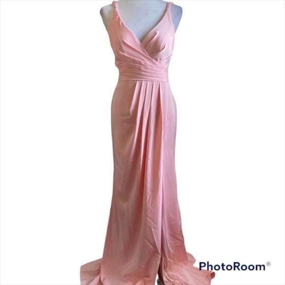 Long Pink Flattering Prom Dress With Straps US 6 - Picture 2 of 6